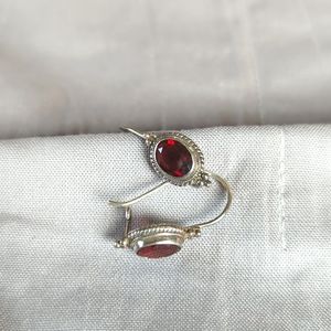 Vintage inspired earrings w/deep red stone